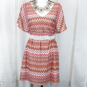 As U Wish Boho Retro Knit Dress w/ Flutter Sleeve